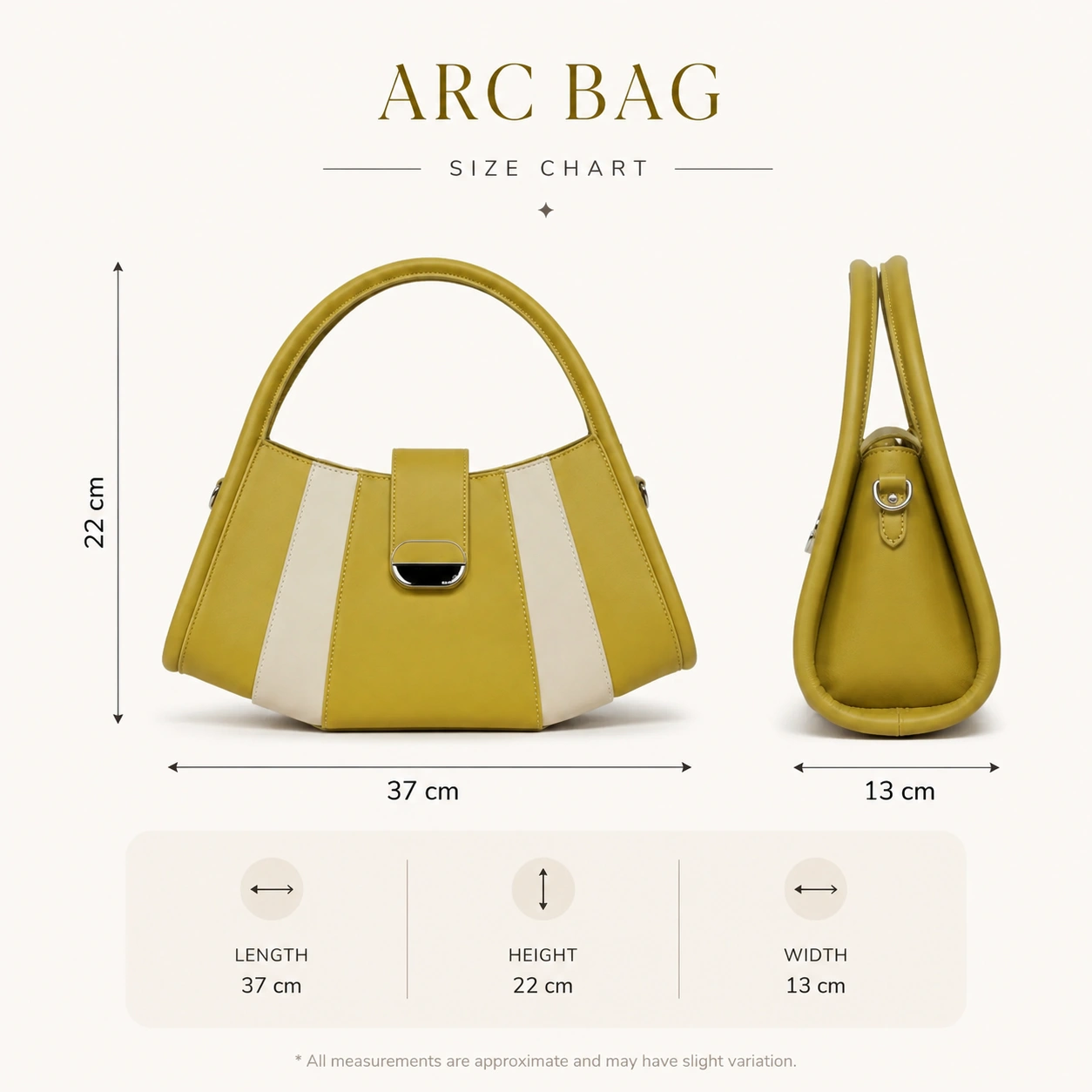Arc Bag - Size Chart