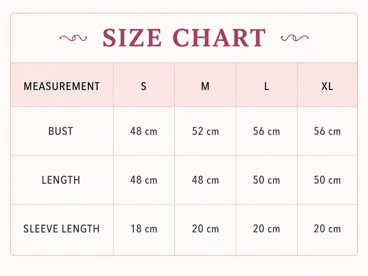 Denim Co-ord set - Size Chart