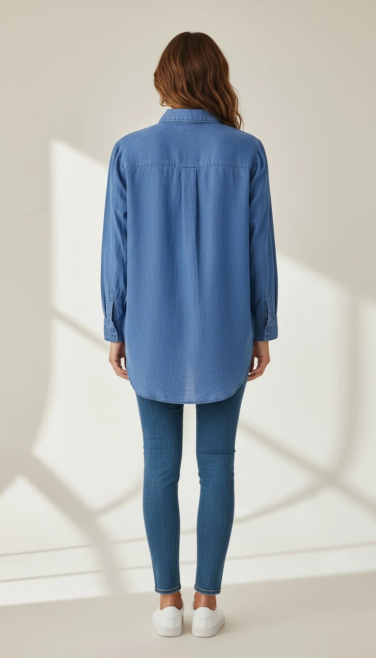 Denim Embroidery Blouse