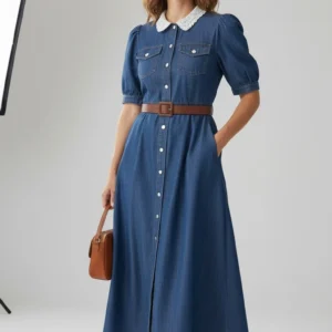 Denim Long Dress - Pale Blue
