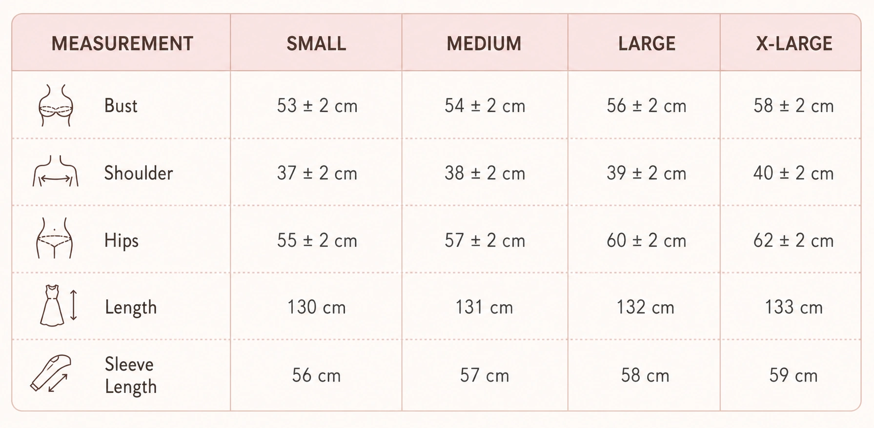 Denim Long Dress - Size Chart