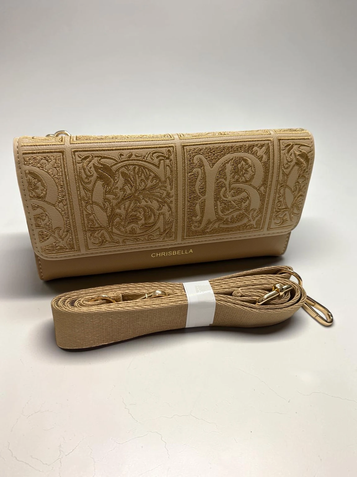 Wallet Embroidery Chrisbella - Beige