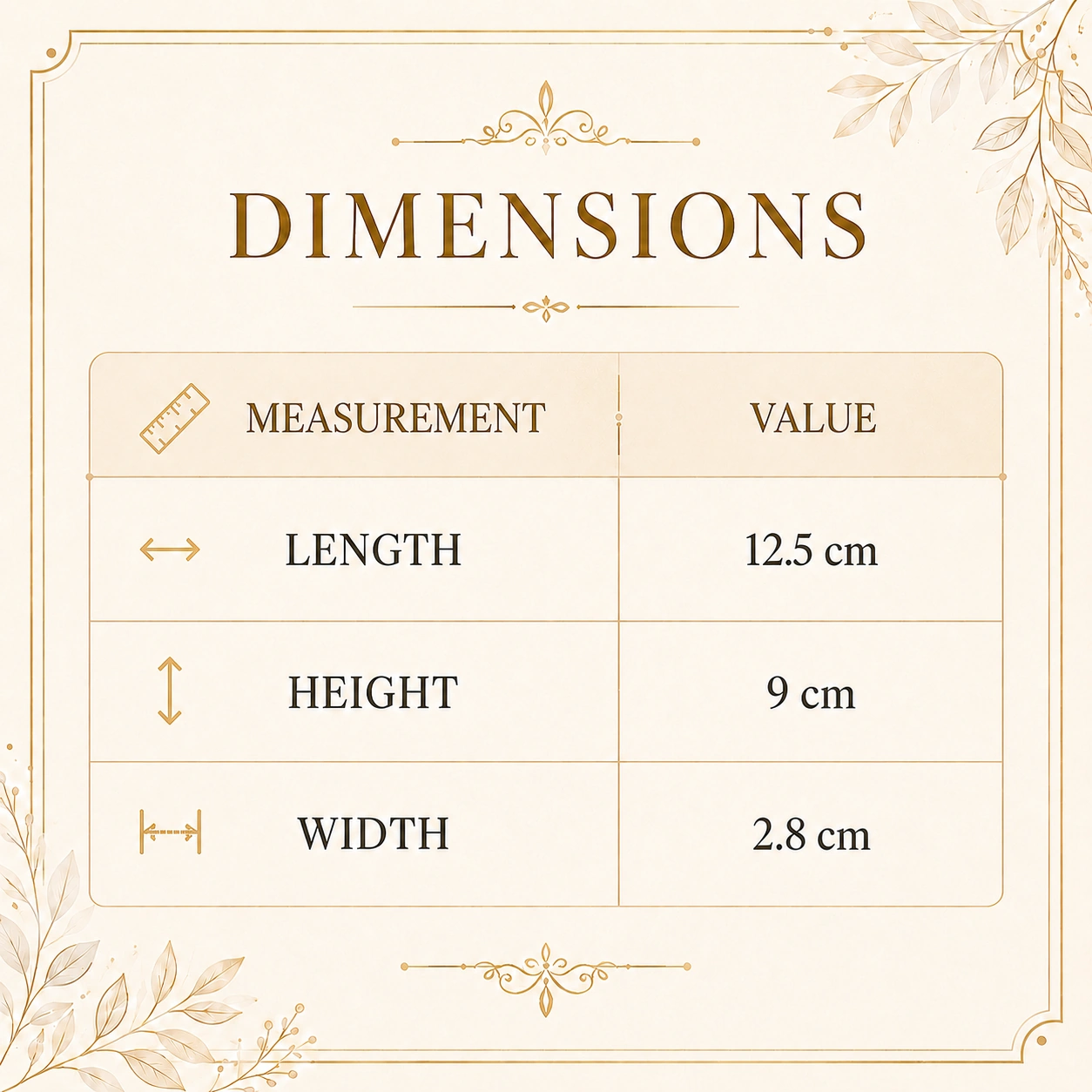 Wallet Embroidery Chrisbella - Size Chart