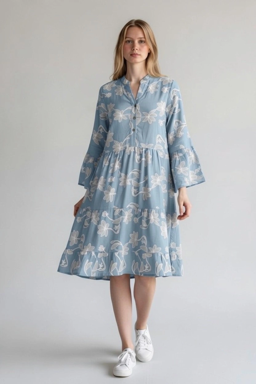 Printed Floral Tunic - Blue