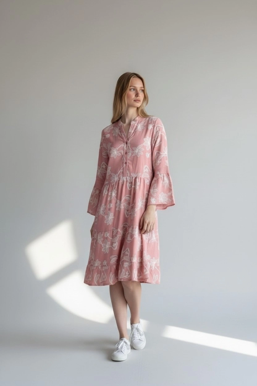 Printed Floral Tunic - Pink