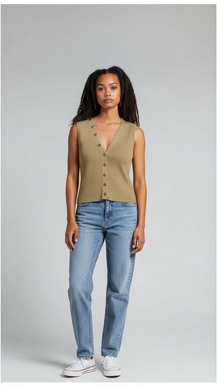 Ribbed Vest - Beige