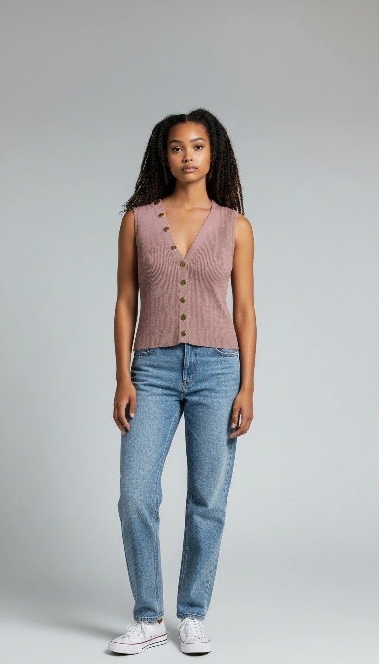 Ribbed Vest - Pink