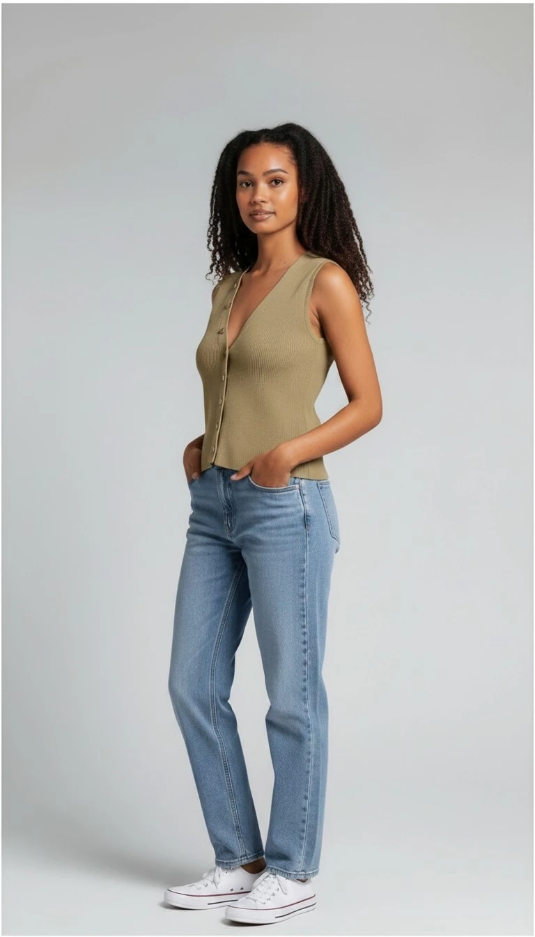 Ribbed Vest - Beige