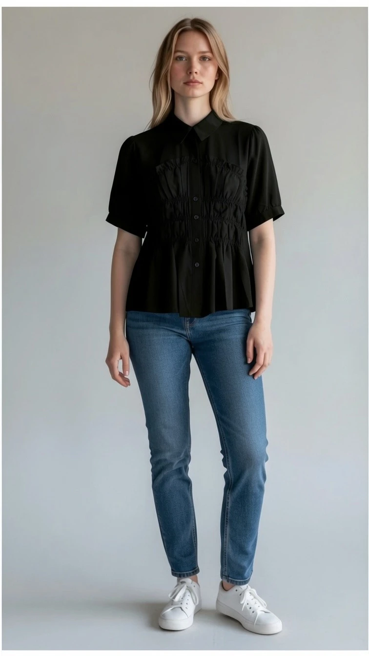 Ruched Blouse - Black