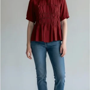 Ruched Blouse - Burgundy