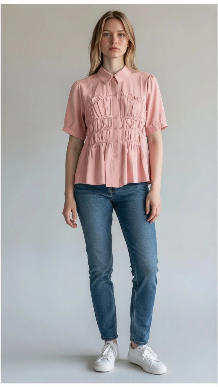 Ruched Blouse - Pink