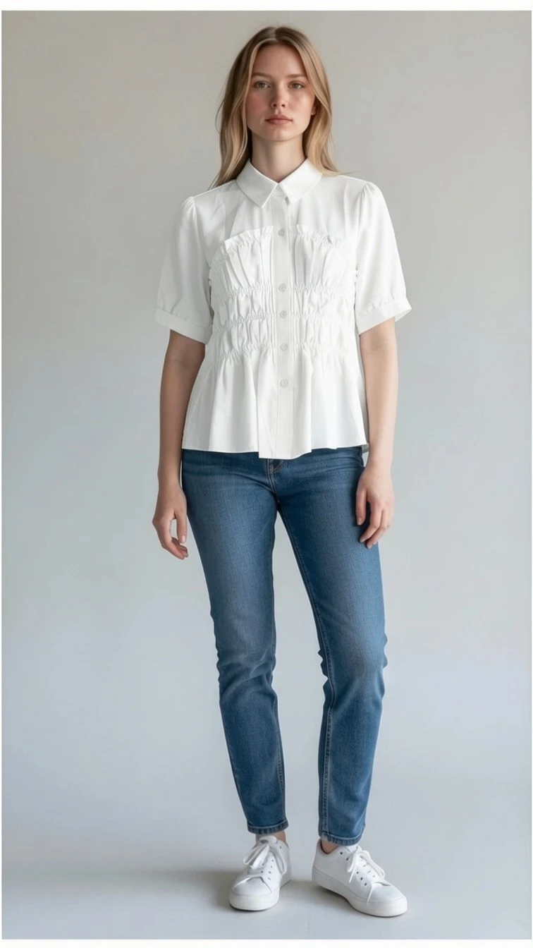 Ruched Blouse - White