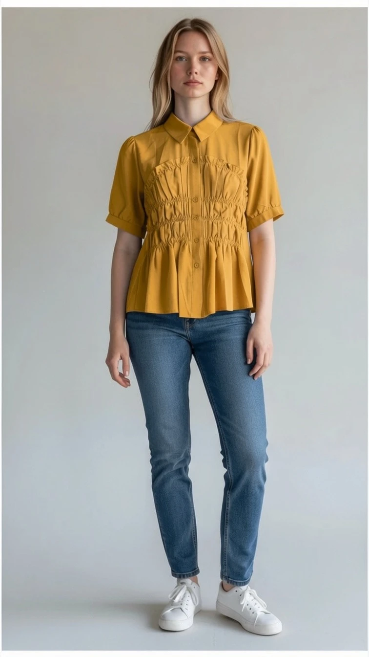 Ruched Blouse - Yellow
