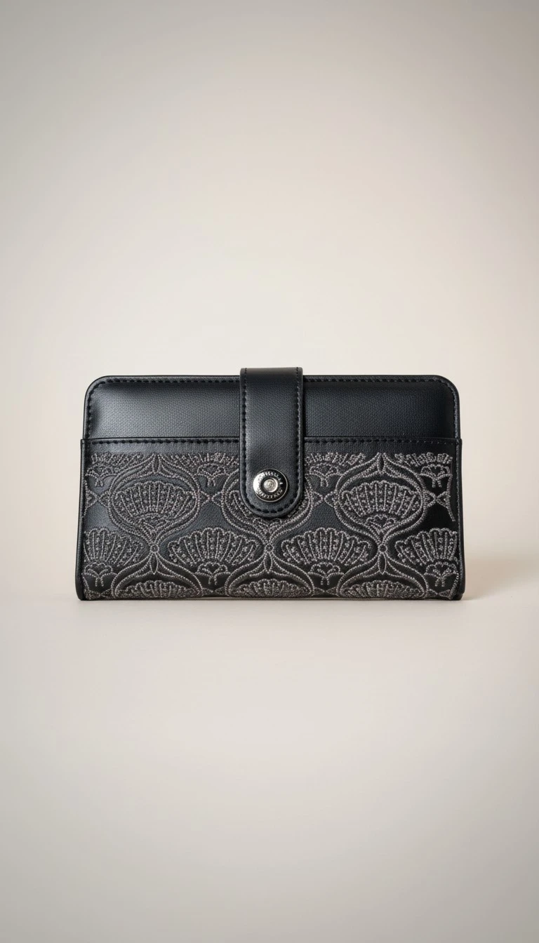 Wallet Embroidery Chrisbella - Black