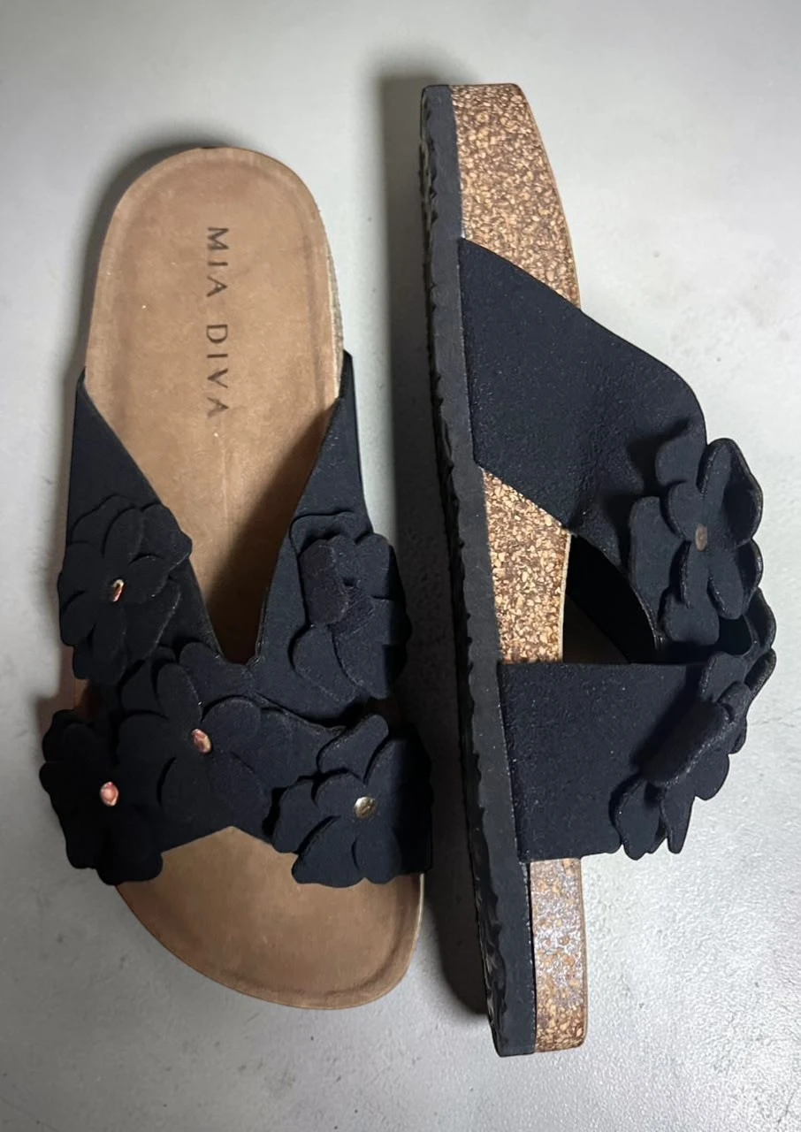 Flowery Slipper MD26008 - Black
