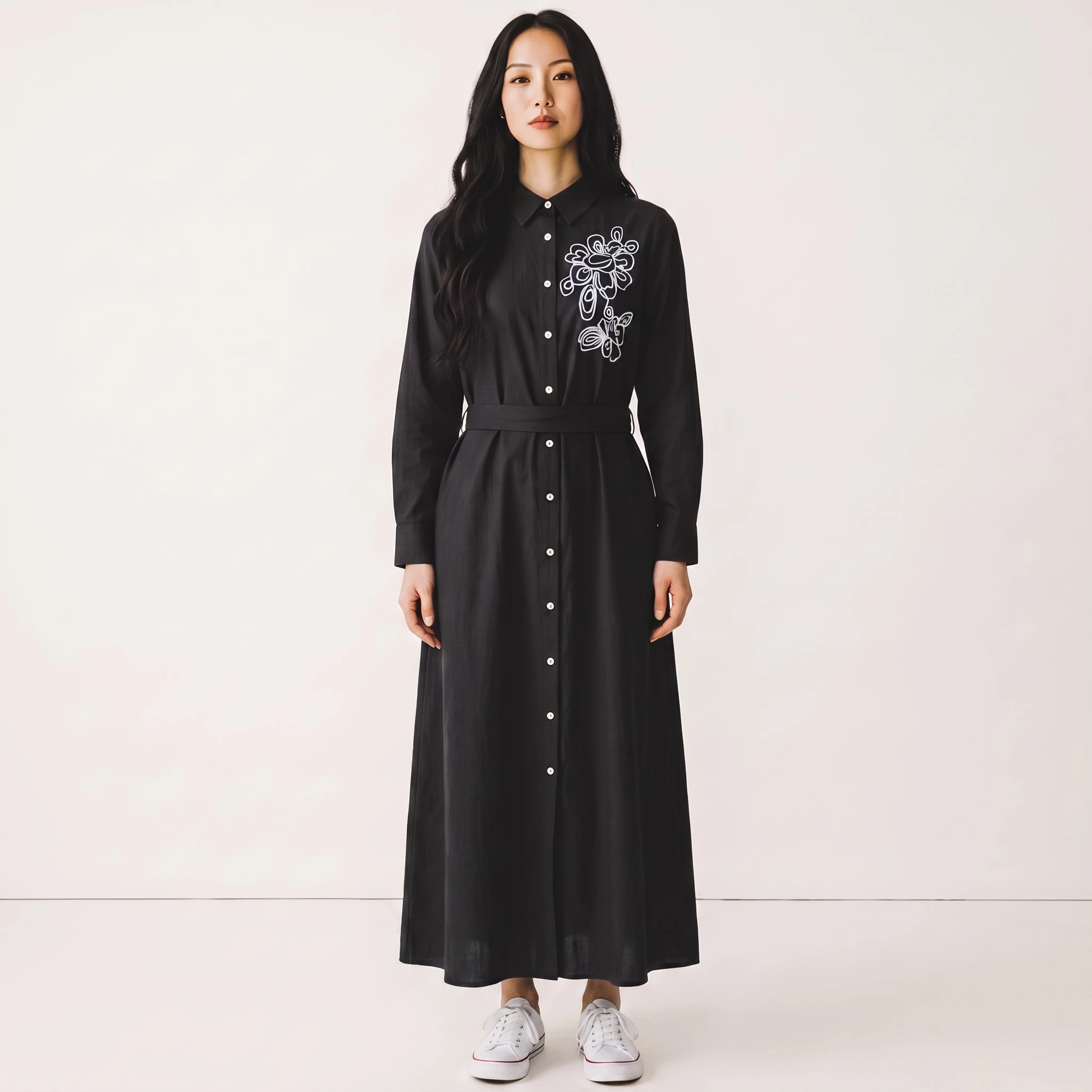 Embroidered Soft Cotton Swirl Dress - Image 12