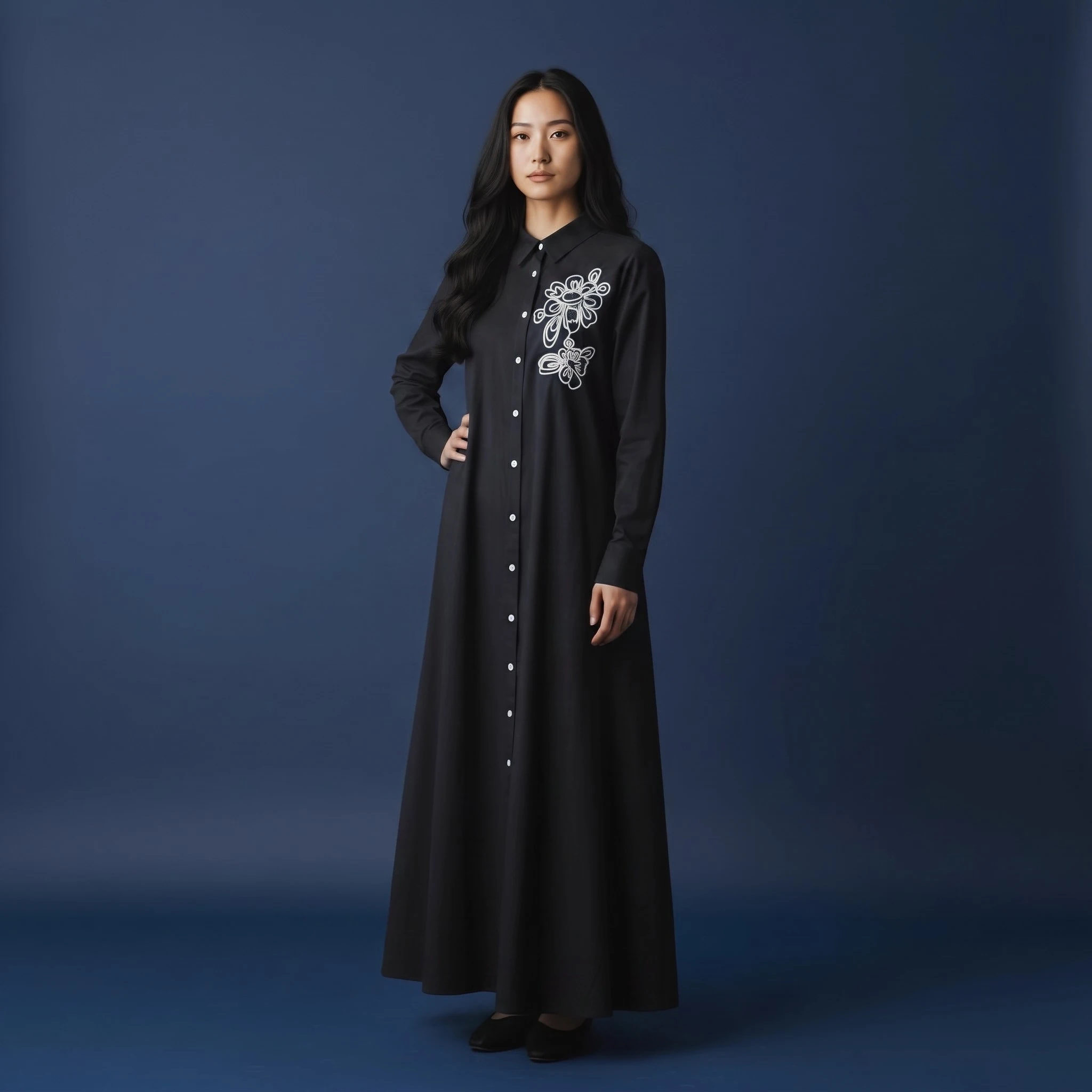 Embroidered Soft Cotton Swirl Dress