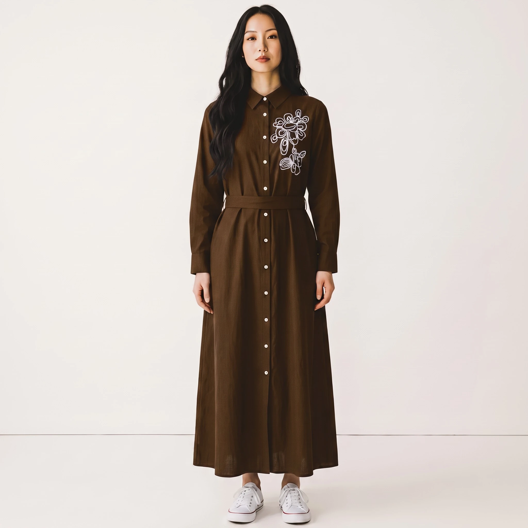 Embroidered Soft Cotton Swirl Dress - Image 10