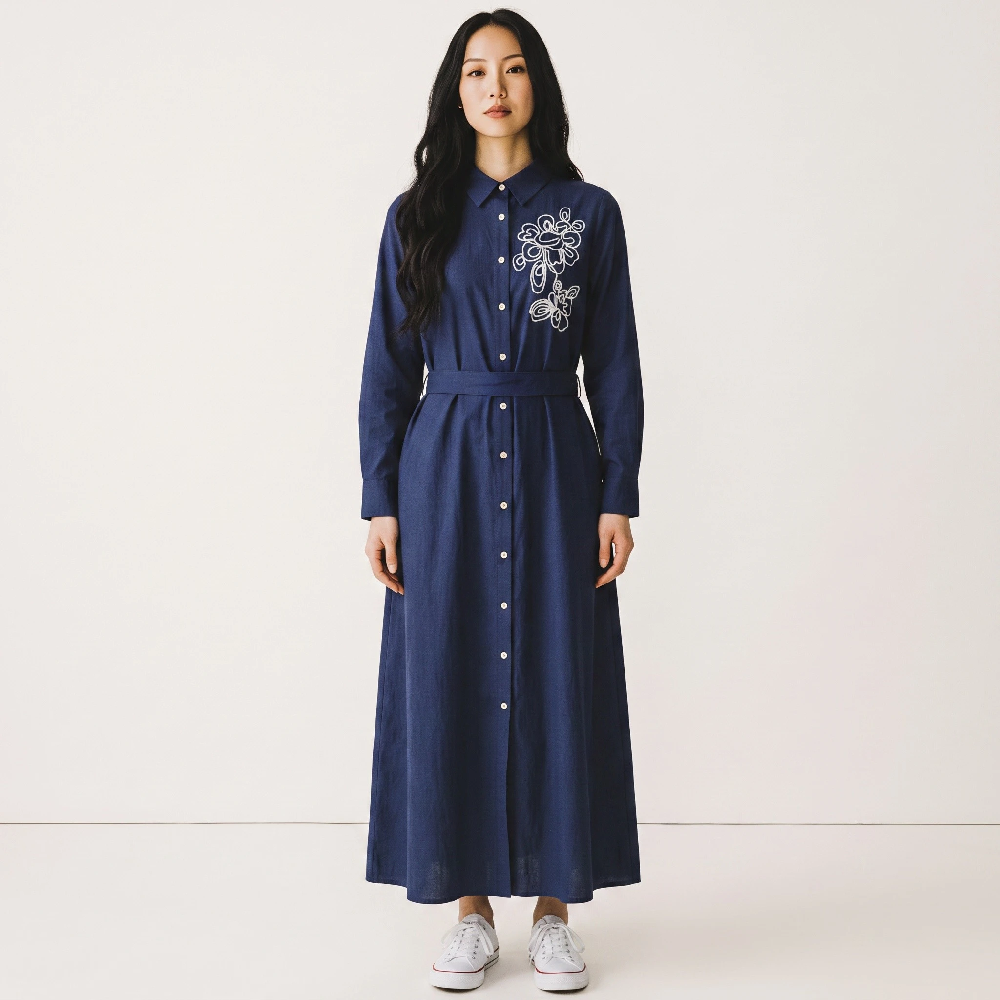 Embroidered Soft Cotton Swirl Dress - Image 3