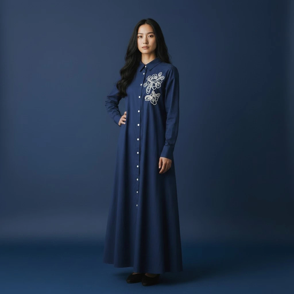 Embroidered Soft Cotton Swirl Dress - Image 2