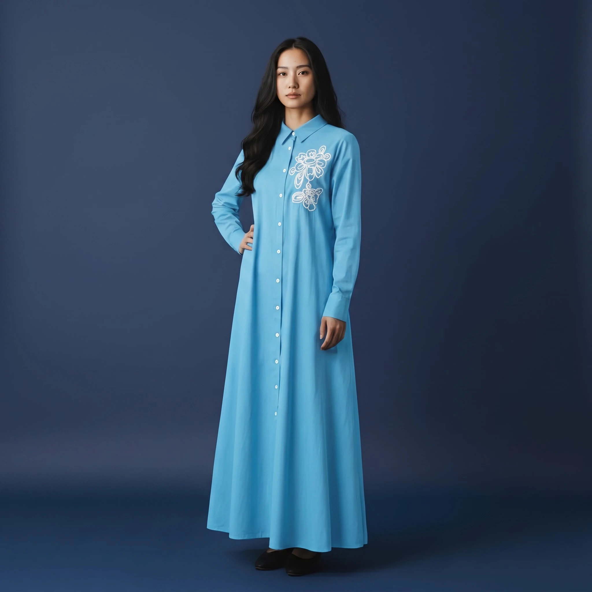 Embroidered Soft Cotton Swirl Dress - Image 4