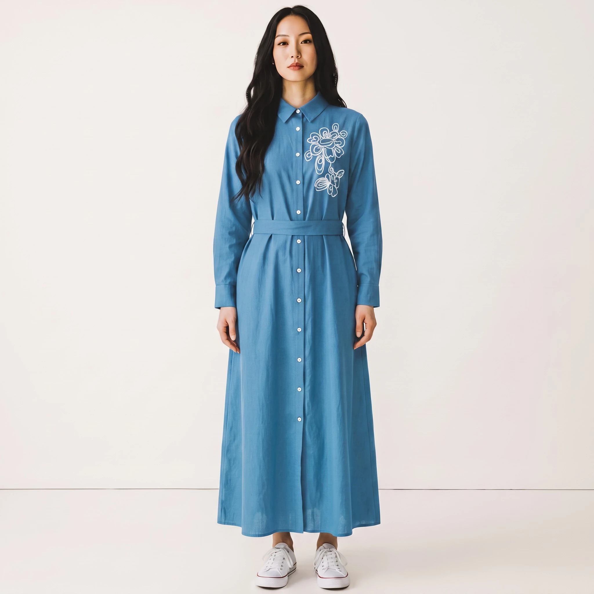Embroidered Soft Cotton Swirl Dress - Image 5