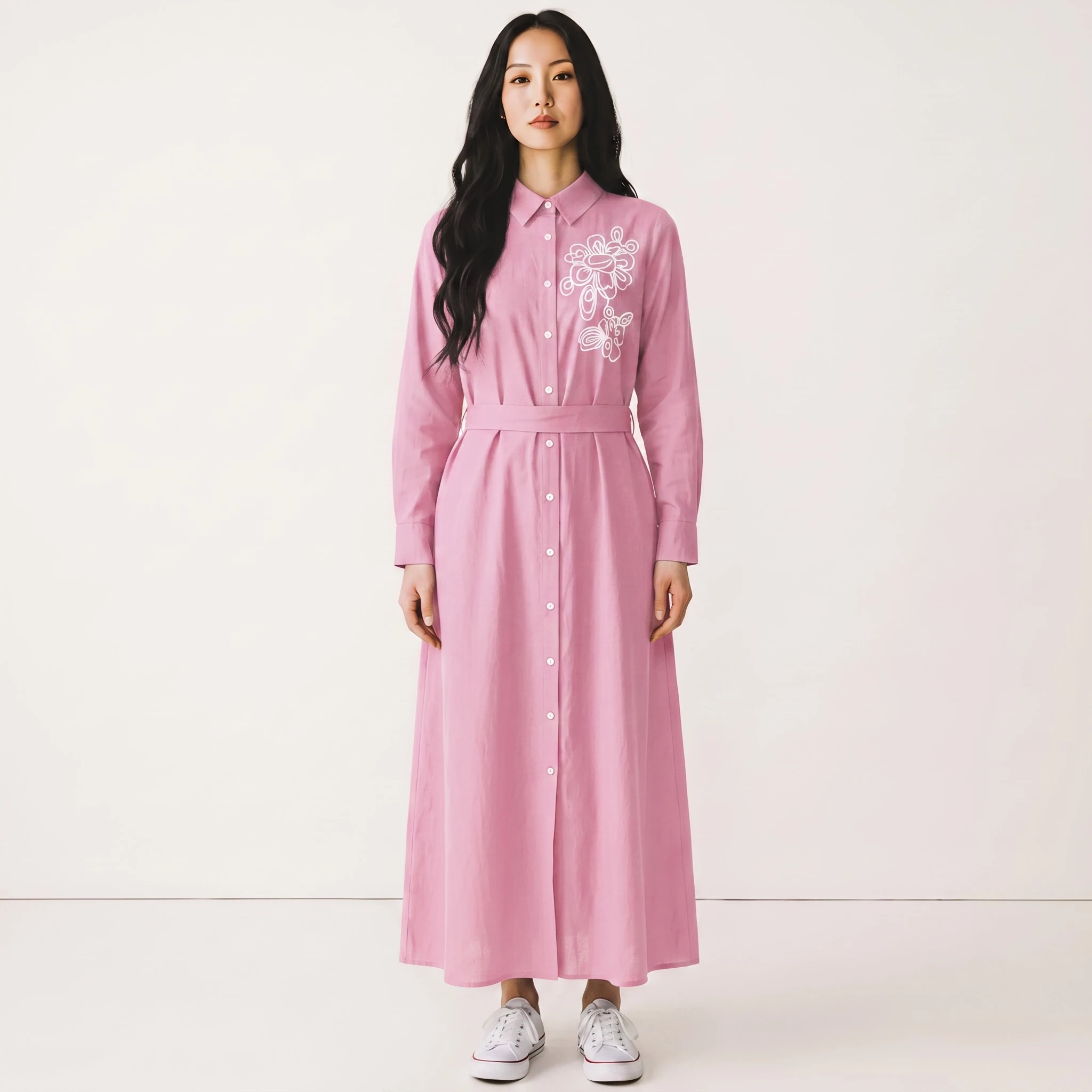 Embroidered Soft Cotton Swirl Dress - Image 6