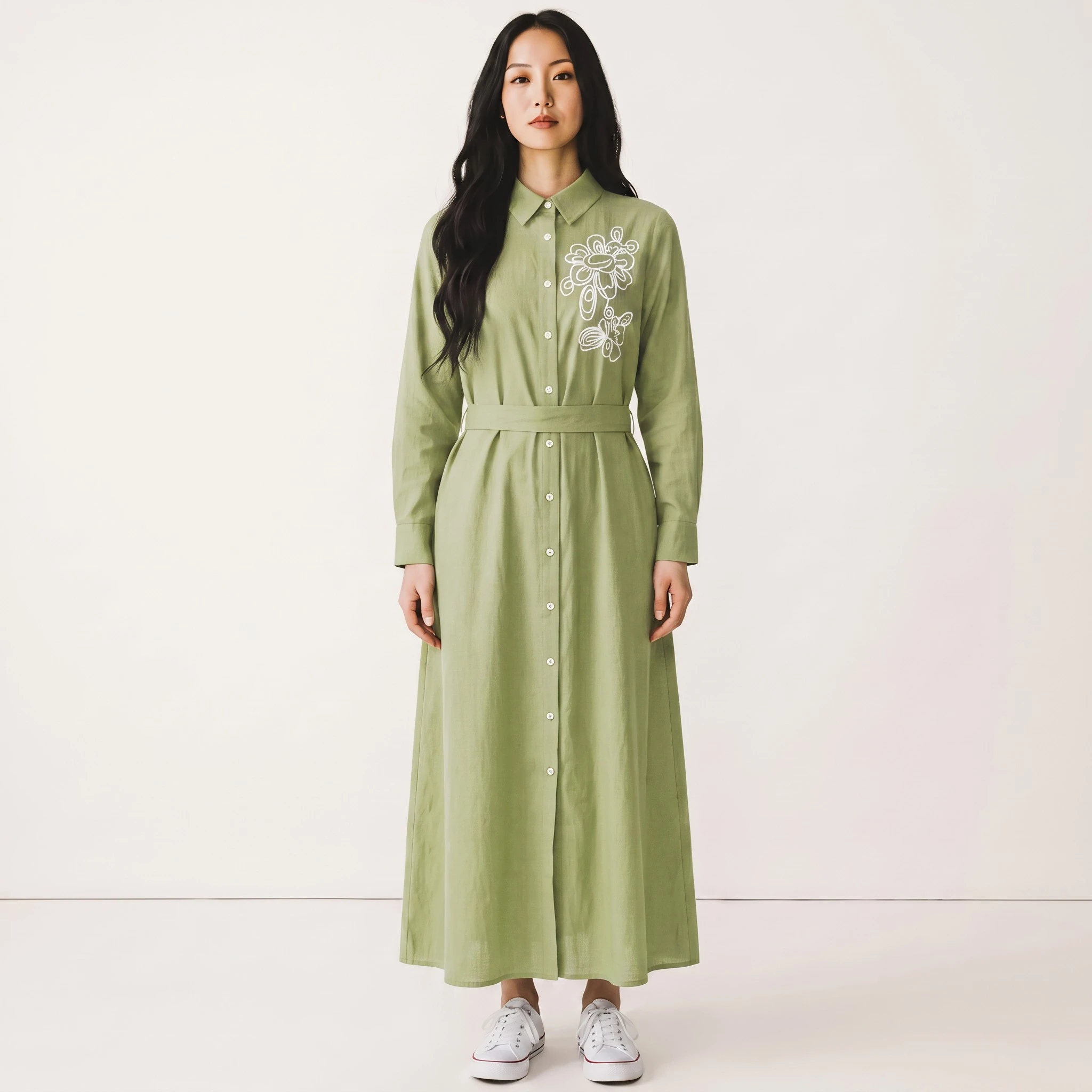 Embroidered Soft Cotton Swirl Dress - Image 8