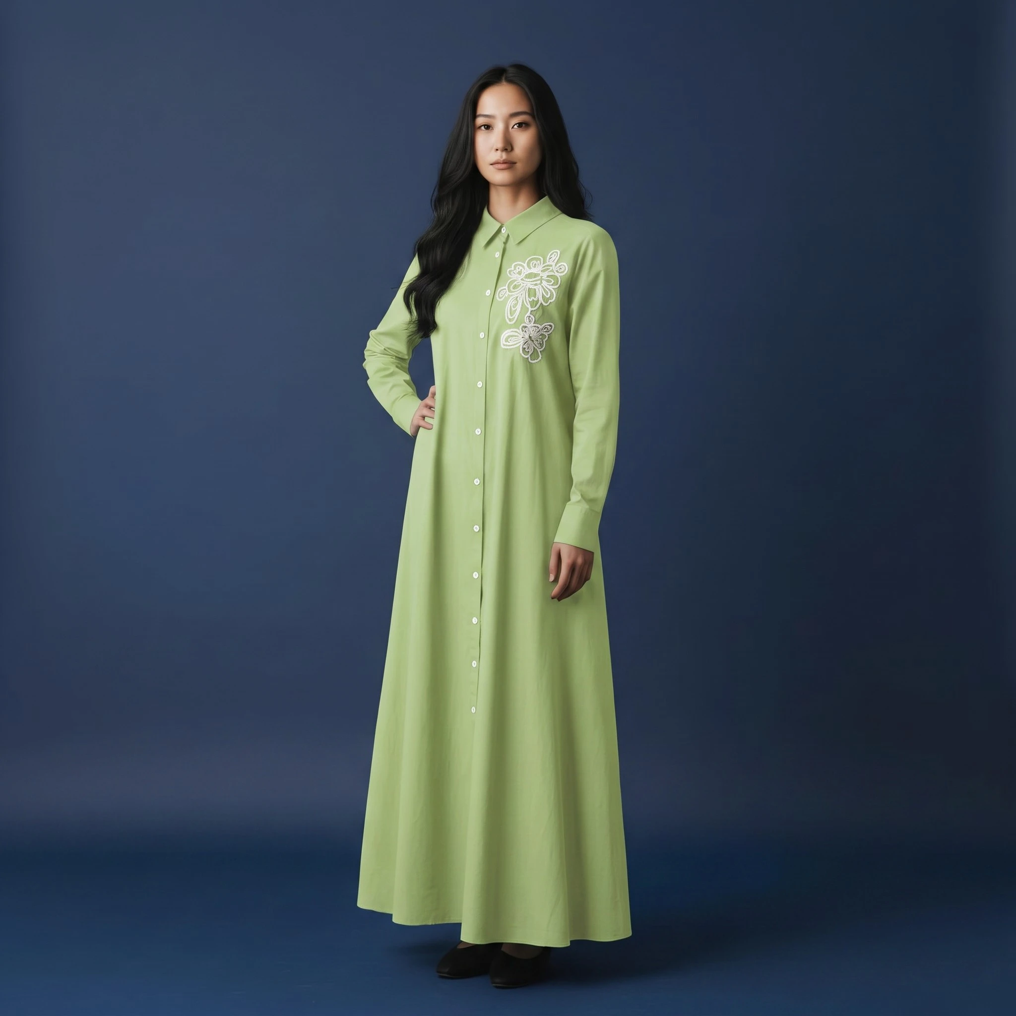 Embroidered Soft Cotton Swirl Dress - Image 9