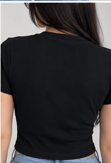 Rhinestone Ribbed Crop Top - Image 3